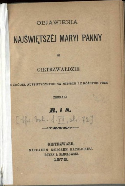 Książeczka opisująca objawienia w Gietrzwałdzie