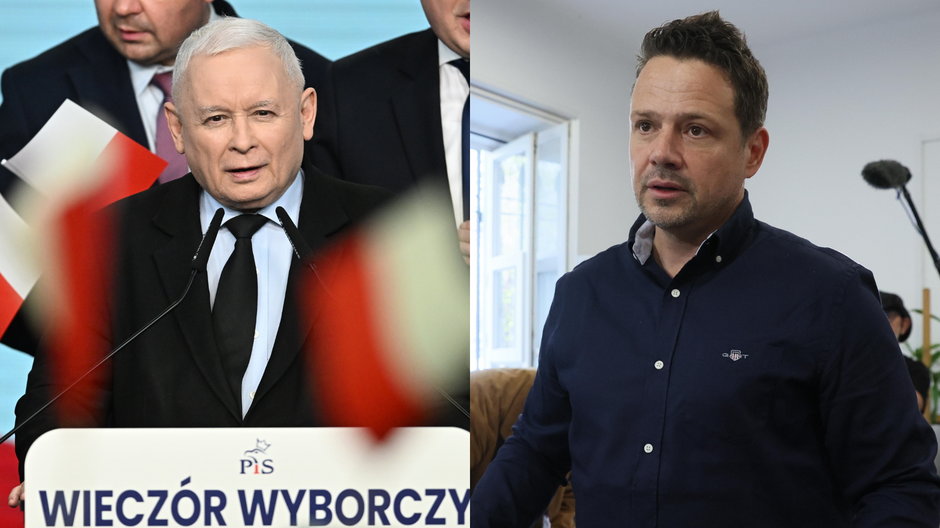 Od lewej: Jarosław Kaczyński i Rafał Trzaskowski