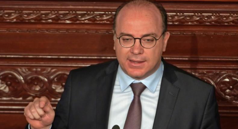 Tunisian Prime Minister Elyes Fakhfakh speaks during a parliament session in Tunis