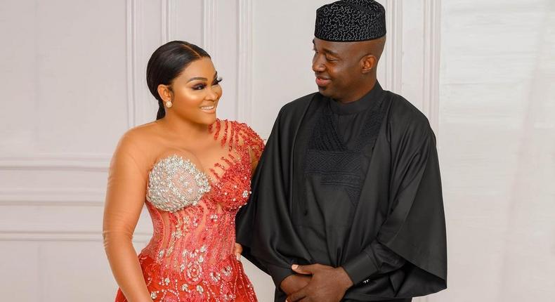 Nollywood actress Mercy Aigbe and her new man Kazim Adeoti [Instagram/MercyAigbe]