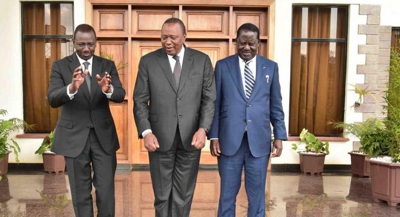 DP Ruto with President Uhuru Kenyatta and Raila Odinga