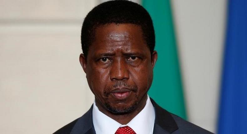 Zambia's President Edgar Lungu attends a signing ceremony at the Elysee Palace in Paris, France, February 8, 2016. 