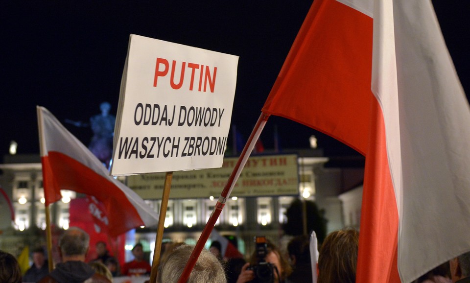 WARSZAWA AMBASADA ROSJI PROTEST ROCZNICA SMOLEŃSKA (demonstracja)