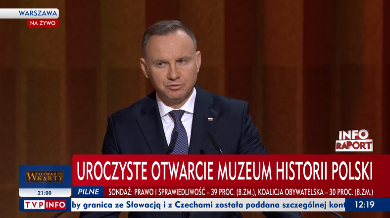 Andrzej Duda podczas inauguracji Muzeum Historii Polski
