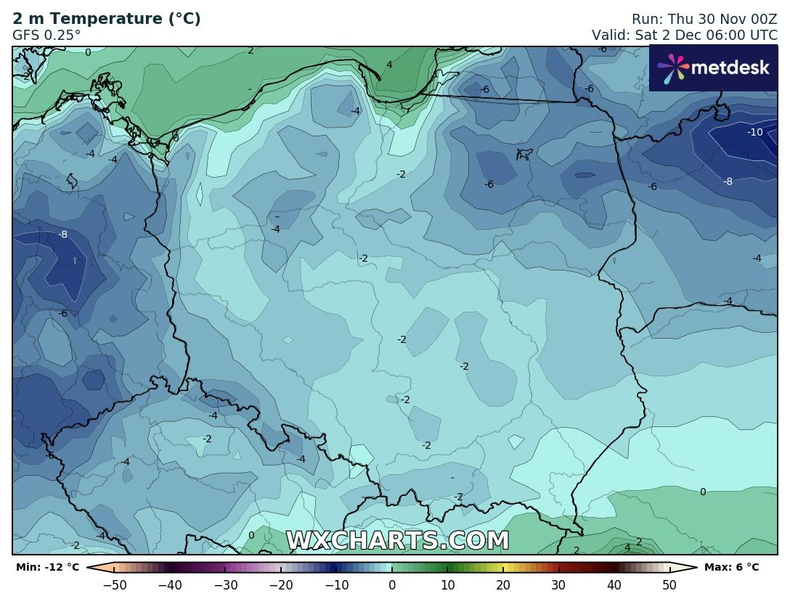 Opadom towarzyszyć ma temperatura około 0 st. C i nieco poniżej