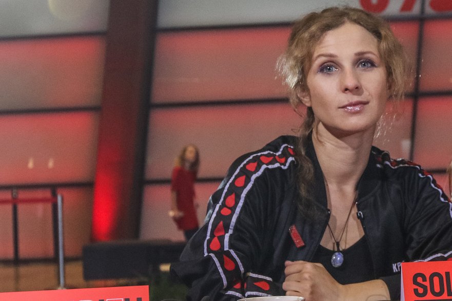 Maria Aliochina podczas debaty o sztuce w Gdańsku, 2019 r.