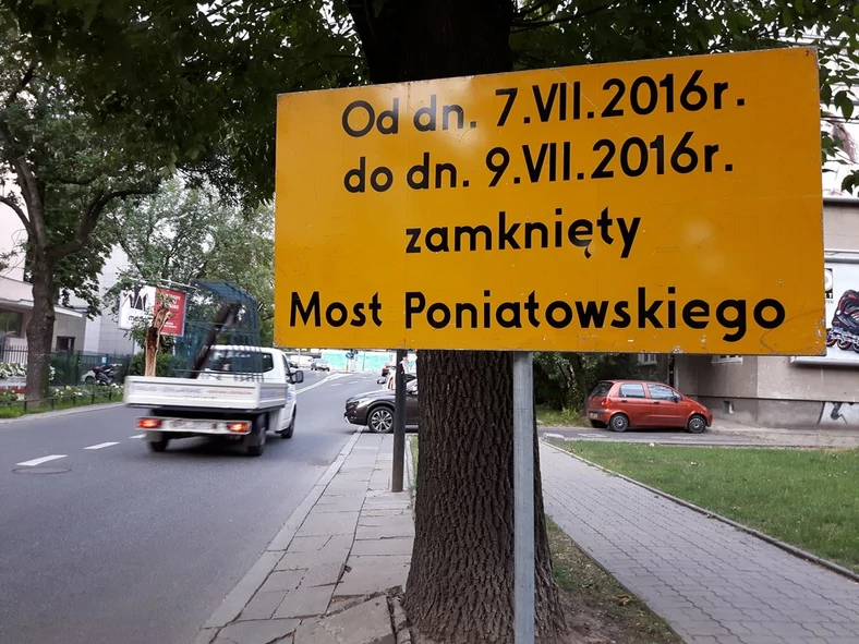 Od 7-9.VII zamknięty będzie Most Poniatowskiego