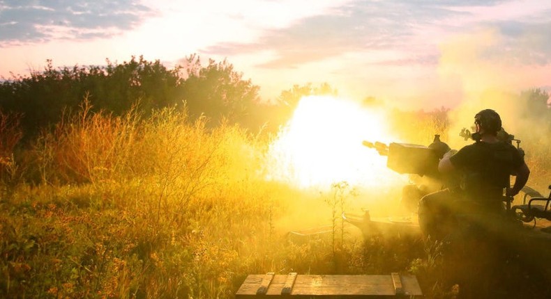 An anti-aircraft gunner of the task force unit of the National Guard of Ukraine uses anti-aircraft defense equipment against specific targets.Vyacheslav Madiyevskyy/ Ukrinform/Future Publishing via Getty Images