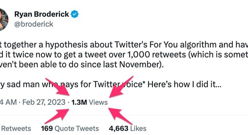 Ryan Broderick, who writes a Substack newsletter about the internet, believes he may have the key behind viral tweets on Twitter's new For You tab.Ryan Broderick