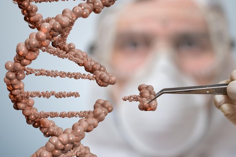 Scientist is replacing part of a DNA molecule. Genetic engineering and gene manipulation concept.