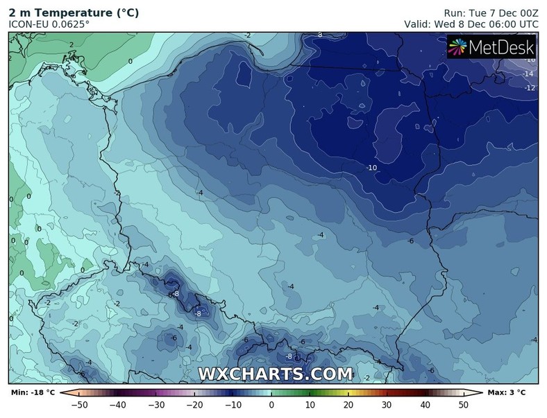 W nocy temperatura miejscami spadnie poniżej -10 st. C