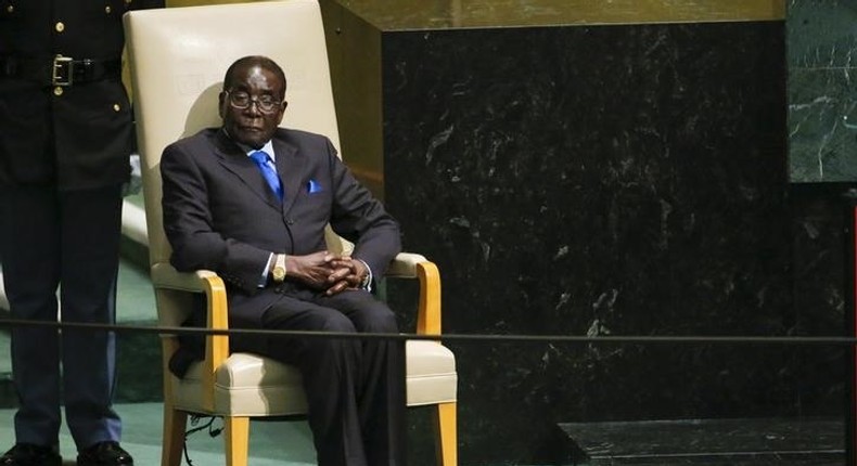 Zimbabwe's President Robert Mugabe waits to address attendees during the 70th session of the United Nations General Assembly at the U.N. headquarters in New York September 28, 2015. REUTERS/Eduardo Munoz