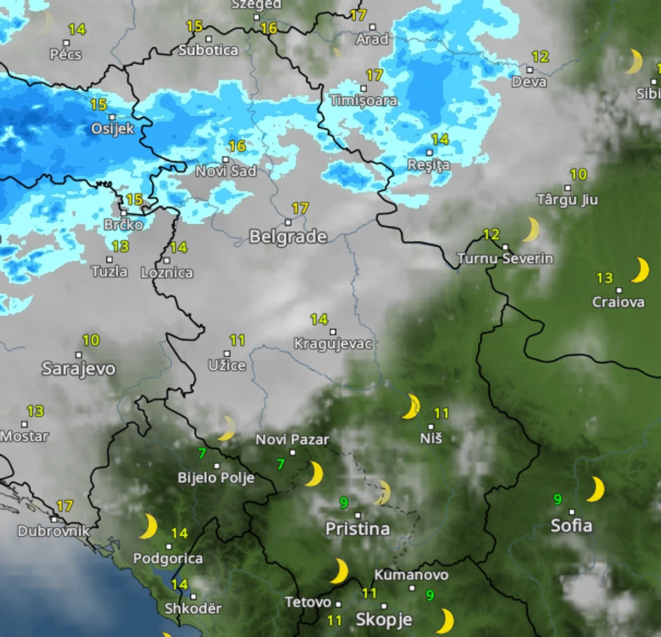Kretanje nevremena u 2 sata posle ponoći