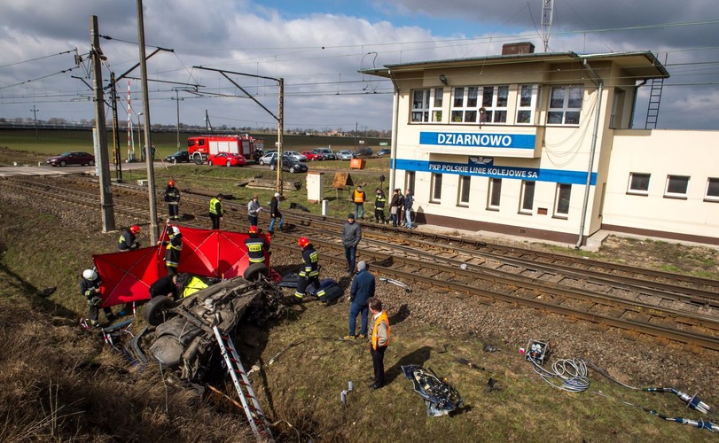 TRAGEDIA NA PRZEJEŹDZIE KOLEJOWYM W DZIARNOWIE. OJCIEC I CÓRKA NIE ŻYJĄ