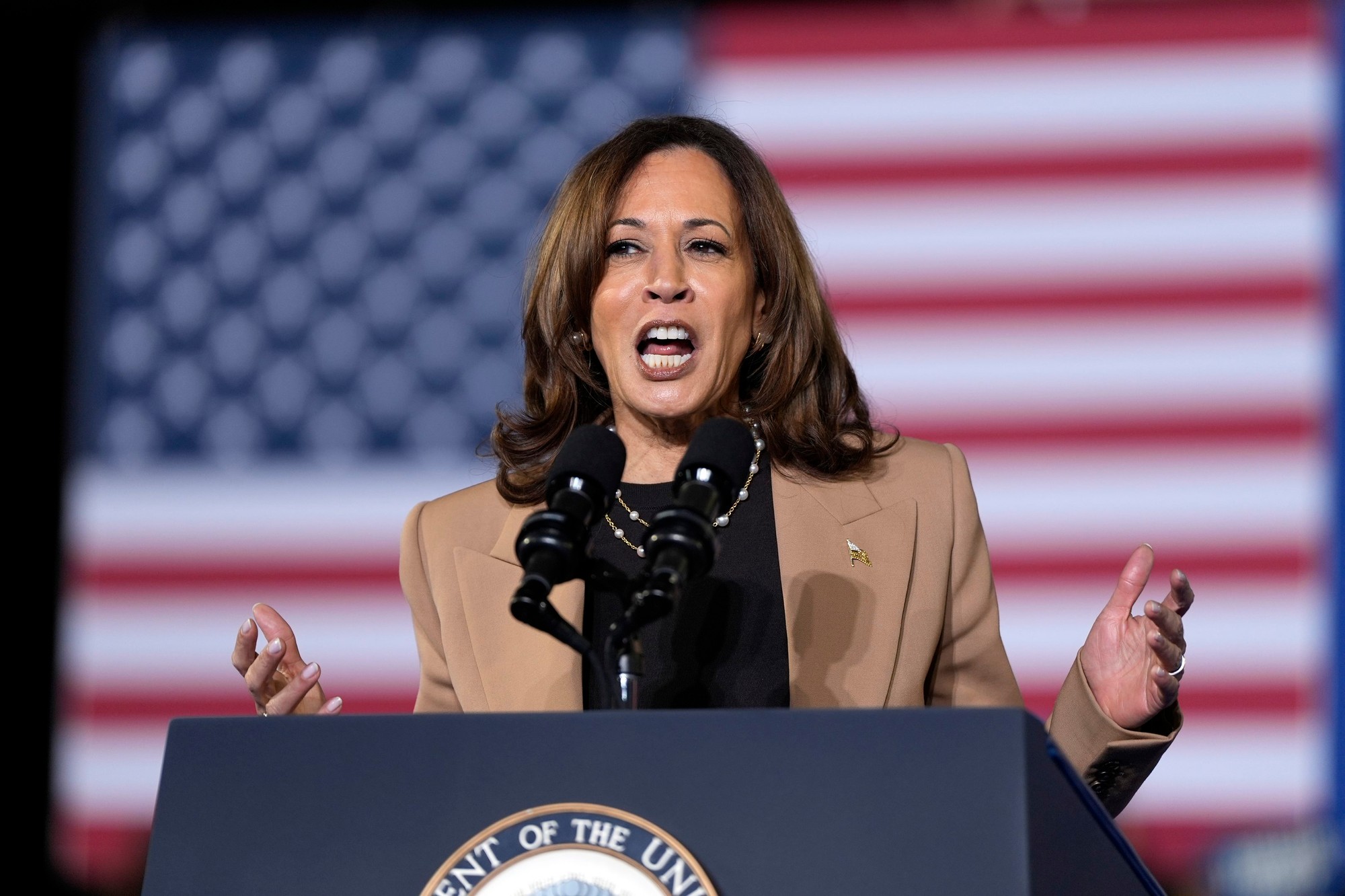 Demokratická prezidentská nominantka Kamala Harrisová.