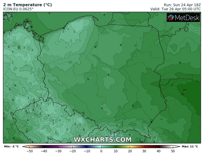 Temperatura nad ranem zróżnicowana