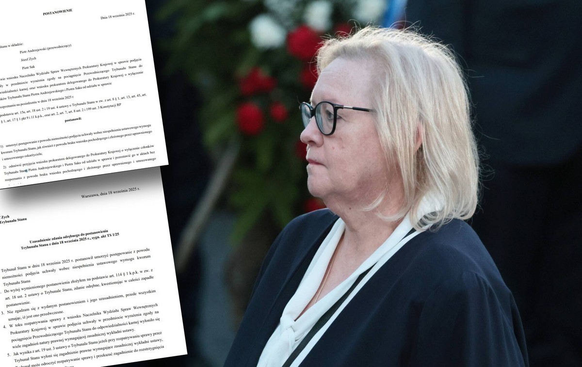 Trybunał Stanu umorzył sprawę Małgorzaty Manowskiej. Sędzia Zych zgłasza sprzeciw