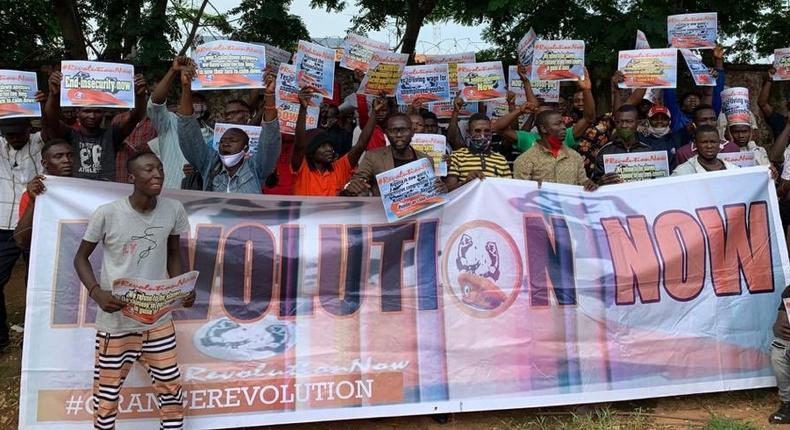 RevolutionNow protesters took to the streets in the same fashion they did last year [Twitter/@YeleSowore]