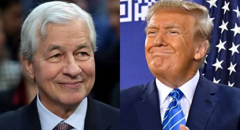 I have a lot of respect for Jamie Dimon, former President Donald Trump said in a recent interview with Bloomberg Businessweek.Win McNamee via Getty Images; David Becker via Getty Images