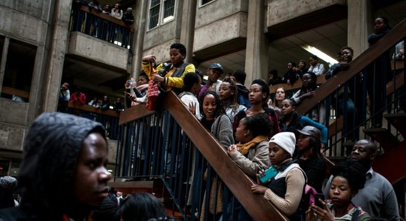 Students at the Wits Universityb in Johannesburg protest against fees increases which they say are hitting people from black communities hardest