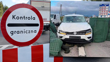 Groźny incydent na zamkniętej granicy polsko-słowackiej. Volkswagen wjechał w zaporę