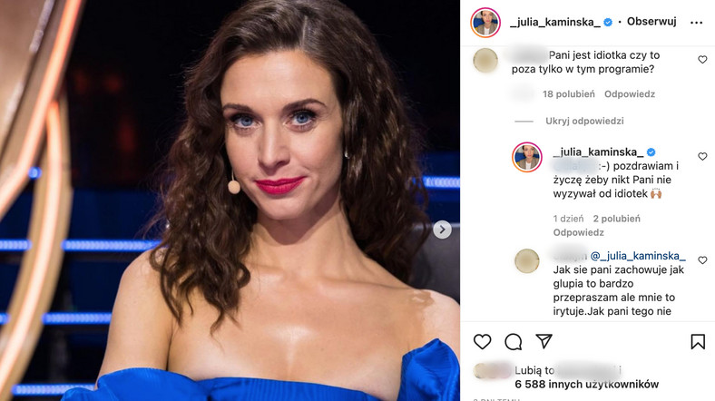 Julia Kamiińska odpowiada na krytykę na Instagramie