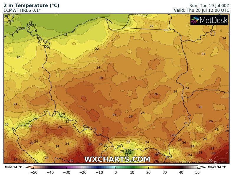 Koniec lipca przyniesie spadek temperatury, ale zimno raczej się nie zrobi