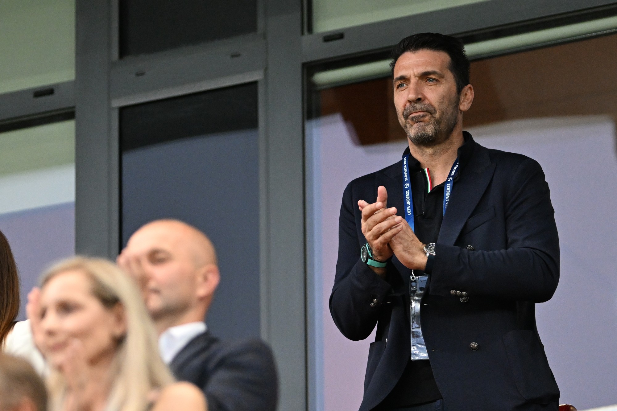 Bývalý taliansky brankár Gianluigi Buffon počas zápasu Slovensko - Taliansko. 