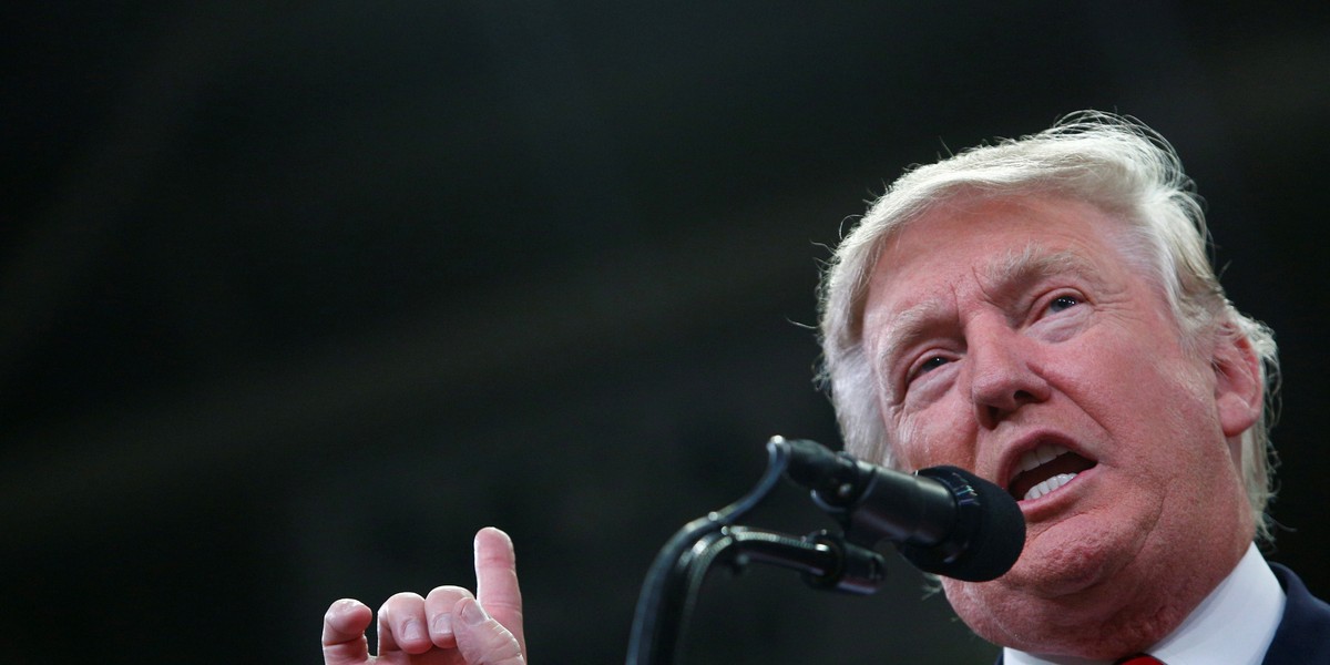 Donald Trump speaking at a rally in North Carolina.