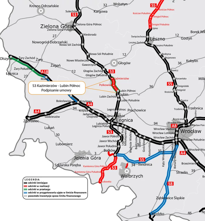 Trasa S3 Kazimierzów - Lubin