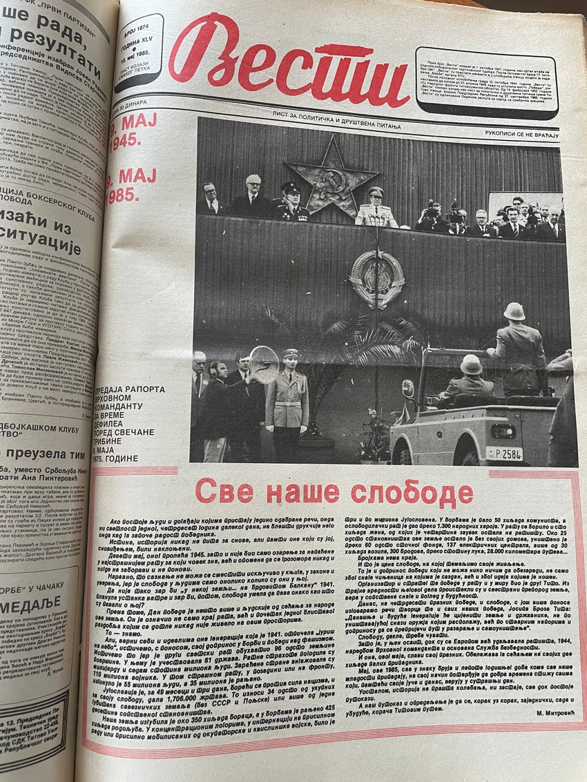 Vesti 10. maj 1985.