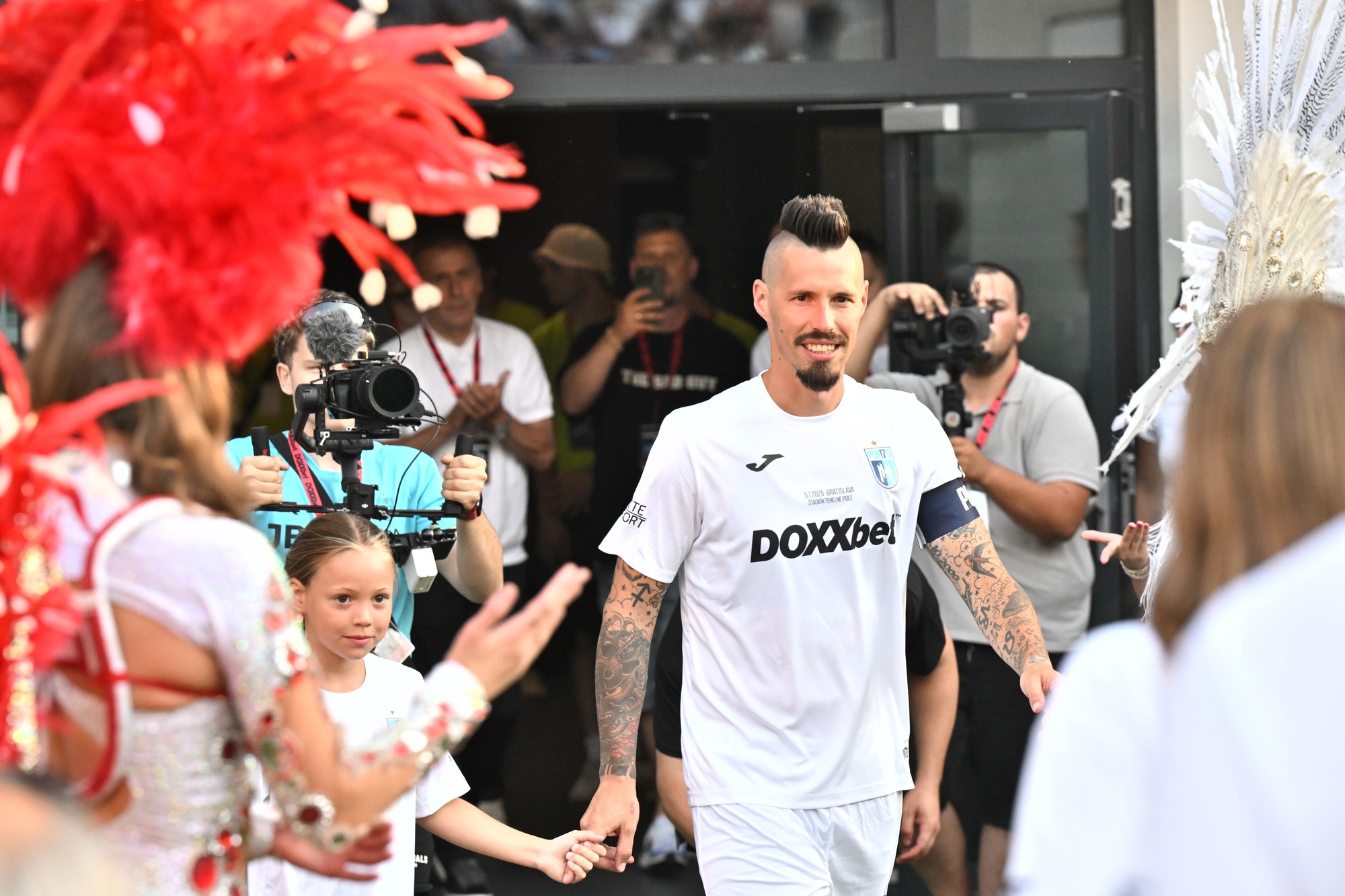 Futbalista Marek Hamšík počas svojho rozlúčkového zápasu. 