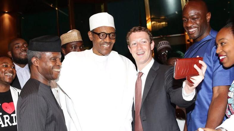 Zuckerberg takes a selfie with President Buhari and VP Osinbajo