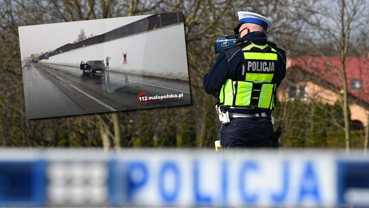 Lekkomyślne zachowanie pary na autostradzie. "Spadł śnieg, są bałwany"