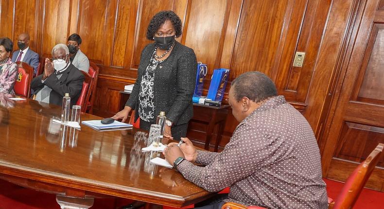 President Uhuru Kenyatta during a meeting with members of the NFDK at State House on Monday, July 25.