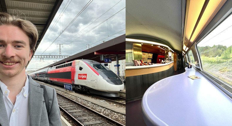 The author, the TGV Lyria, and its caf car.Pete Syme/Business Insider