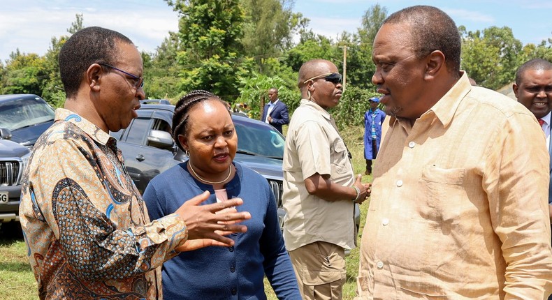 President Uhuru Kenyatta, Governor Anne Waiguru and Interior PS Karanja Kibicho