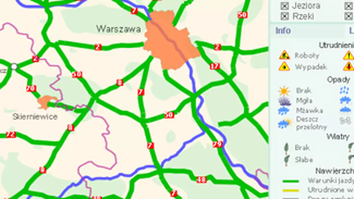 Mapa warunków drogowych