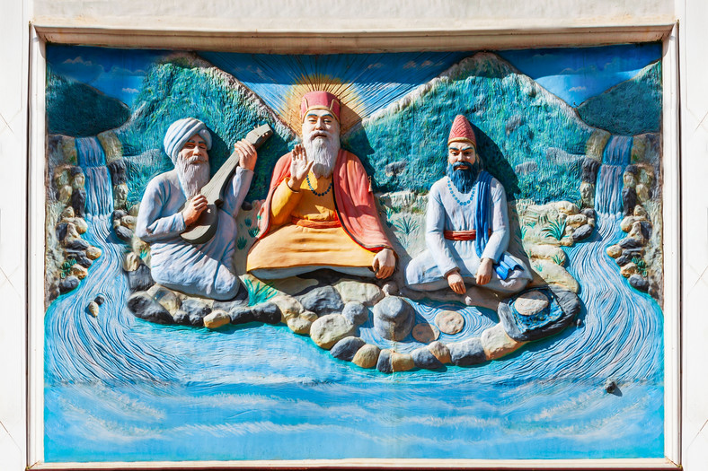 Sikhijski mural w Manikaran, Dolina Parwati, Indie