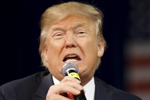 Republican U.S. presidential candidate Trump addresses a crowd during a presidential forum in Aiken