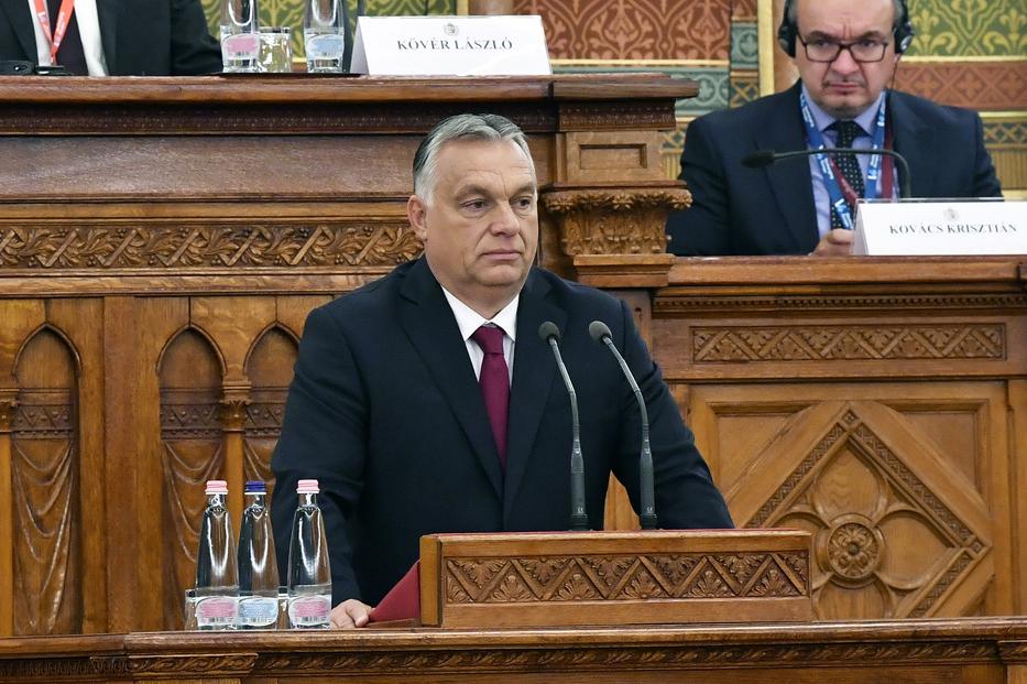 Orbán Viktor miniszterelnök beszédet mond a visegrádi és a délkelet-európai országok házelnökeinek konferenciáján az Országházban 2021. szeptember 24-én / Fotó: MTI/Máthé Zoltán