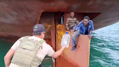 Four Nigerian stowaways embarked on a  journey across the vast Atlantic Ocean, clinging to a tiny space above the rudder of a cargo ship [Reuters]