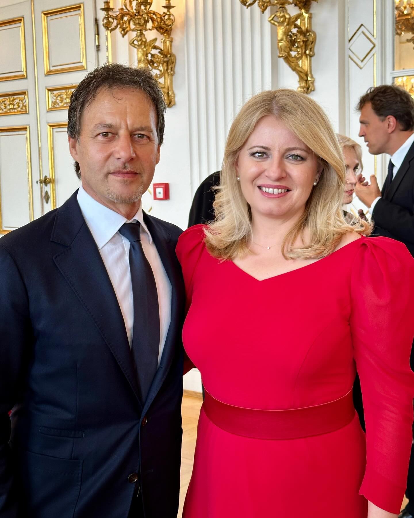 Pavol Habera a Zuzana Čaputová na Pražskom hrade počas slávnostného obeda.