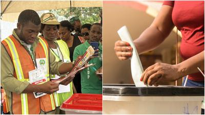 Polling clerks counted votes at a polling station after completing the voting process of the general election in Abuja, Nigeria, on February 25, 2023. [Getty Images]