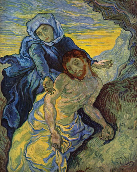 Obraz "Pietà" z 1889 r., Vincent van Gogh, o wym. 73 × 60,5 cm