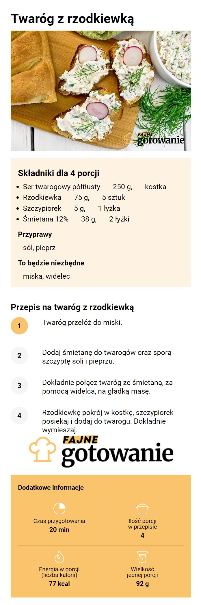 Twaróg z rzodkiewką