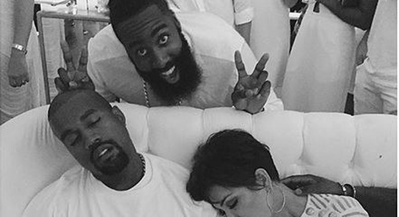 Kanye West, Kris Jenner sleep off at James Harden's birthday bash