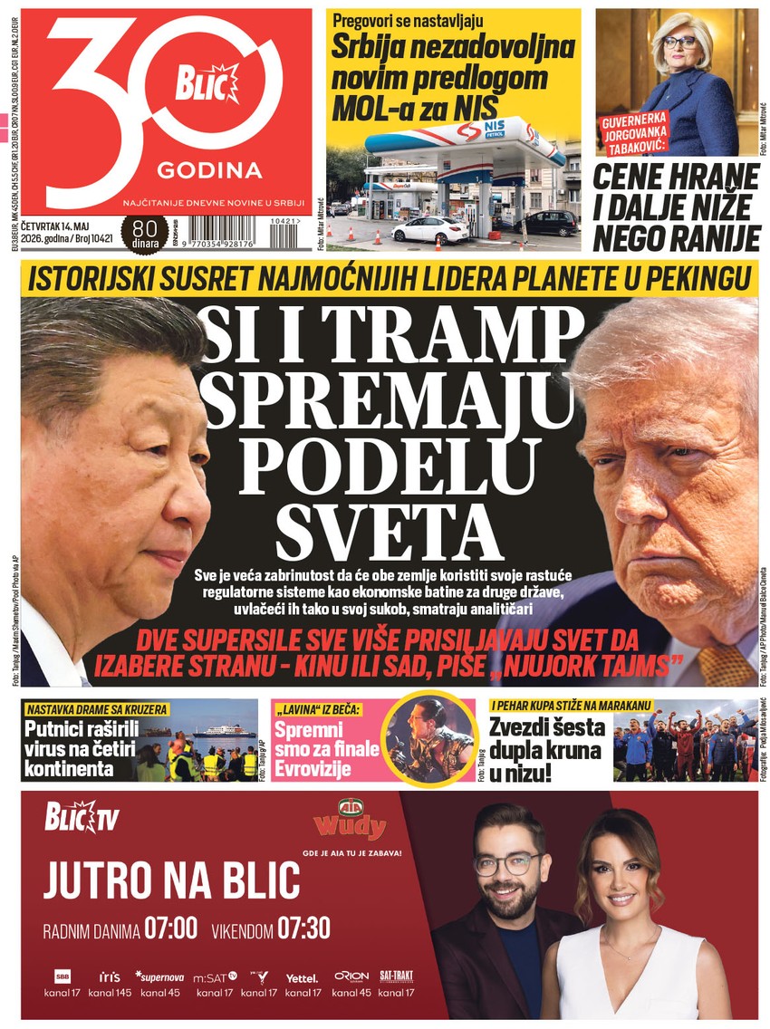 Blic naslovna strana za 14.5.