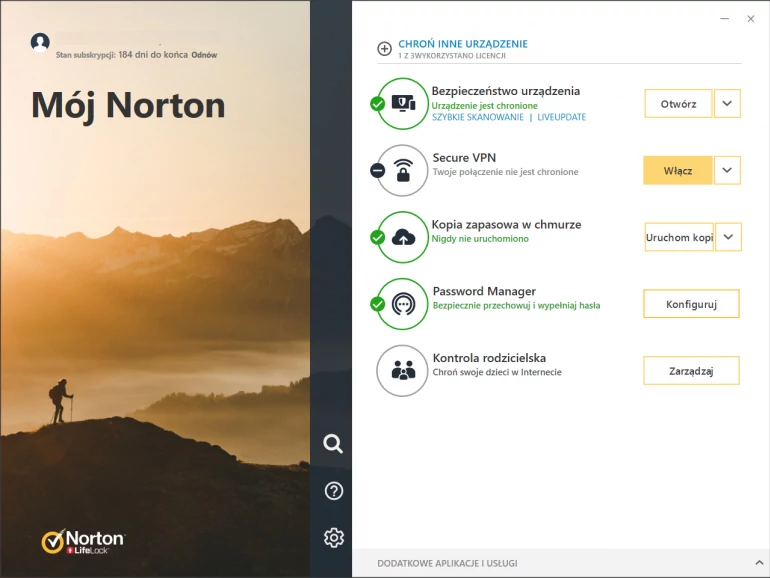 Norton 360: program z drugiego miejsca w teście przekonuje nie tylko dobrą ochroną przed wirusami, ale też prostymi i zrozumiałymi opcjami menu