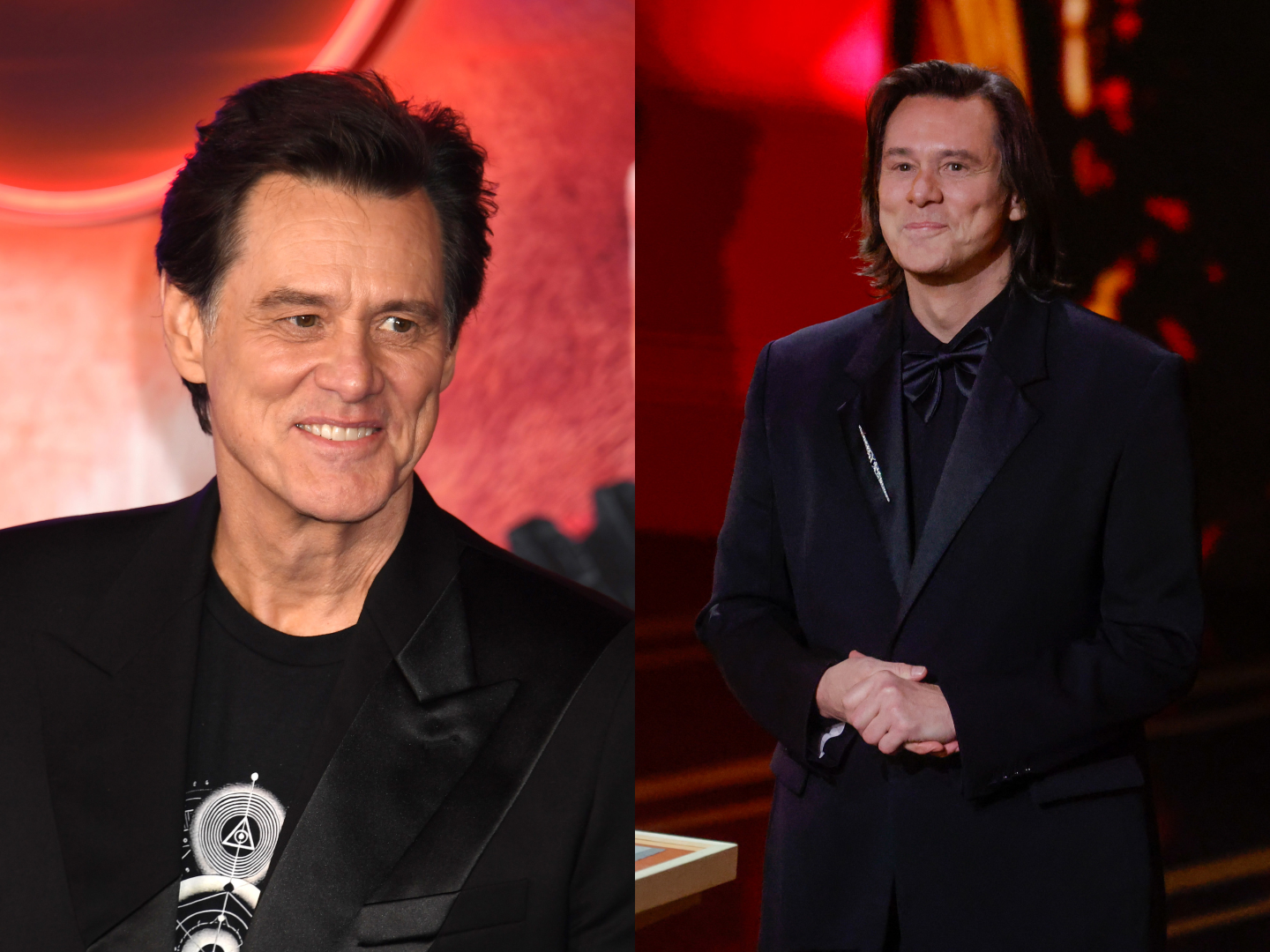 Jim Carrey v decembri roka 2024 a 26. februára 2026.